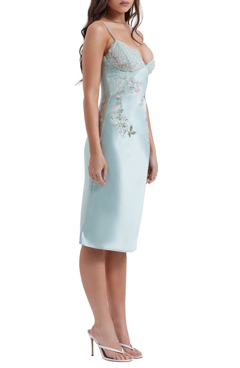HOUSE OF CB Fallon Lace Satin Slipdress, Alternate, color, Light Jade