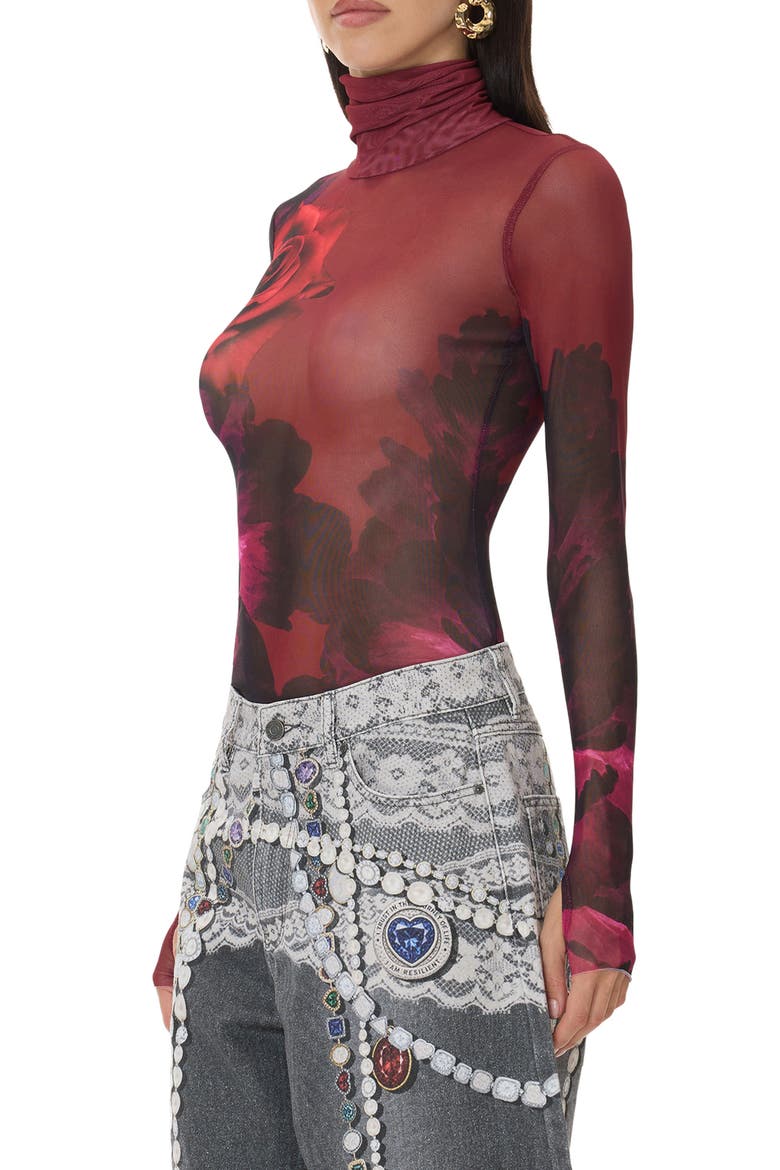 Zadie Mock Neck Mesh Top, Alternate, color, GLOW ROSE