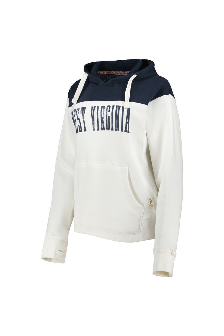 Women's Pressbox White/Navy West Virginia Mountaineers Chicago 2-Hit Yoke Pullover Hoodie, Alternate, color, White