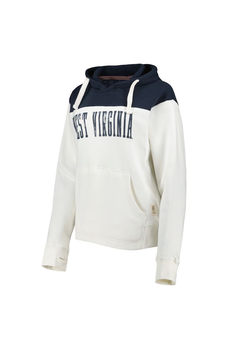 PRESSBOX Women's Pressbox White/Navy West Virginia Mountaineers Chicago 2-Hit Yoke Pullover Hoodie, Alternate, color,