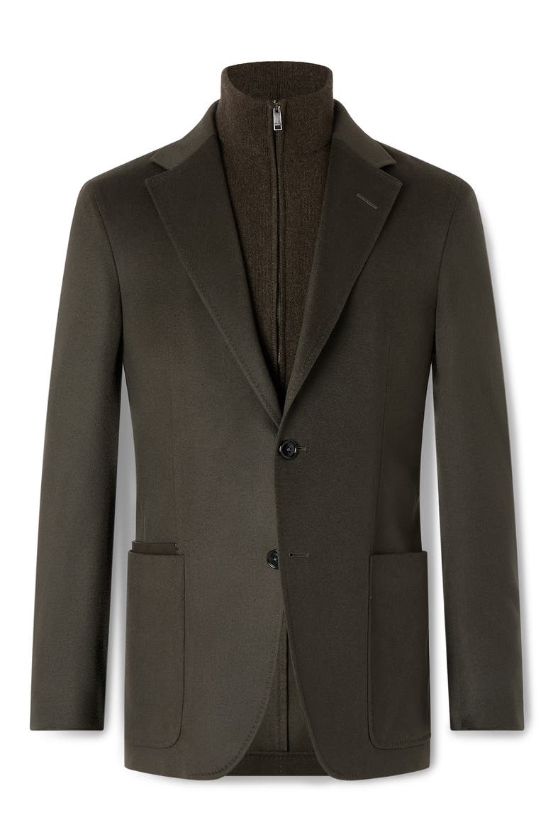 Oasi Cashmere Sport Coat with Detachable Bib, Alternate, color, DARK OLIVE GREEN