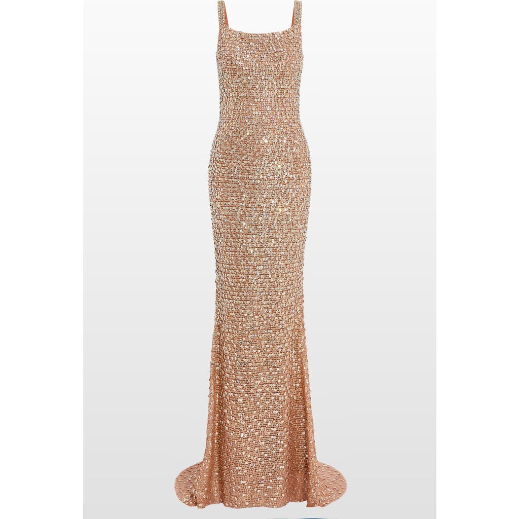 Jenny Packham Lotus Sequin-embellished Open-back Maxi Dress In Gold
