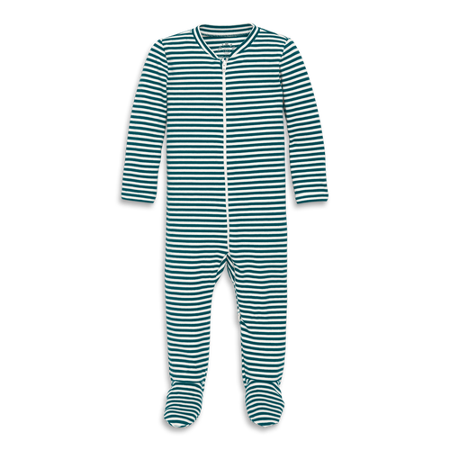 Primary Baby Organic Zip Footie In Stripe In Green