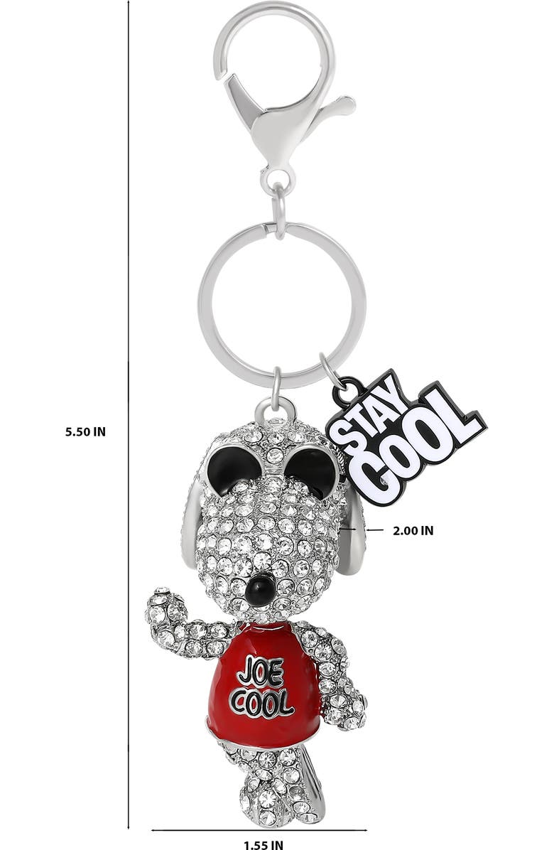 PEANUTS Snoopy 'Joe Cool' Crystal Keychain with Stay Cool Tag, Silver‑Tone, Alternate, color, Multi