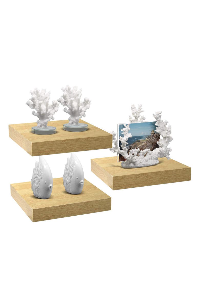 SORBUS Floating Shelves - Maple Wood - Set of 3, Alternate, color, Maple