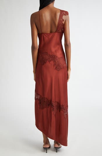 Stella Lace Asymmetric Satin Slipdress