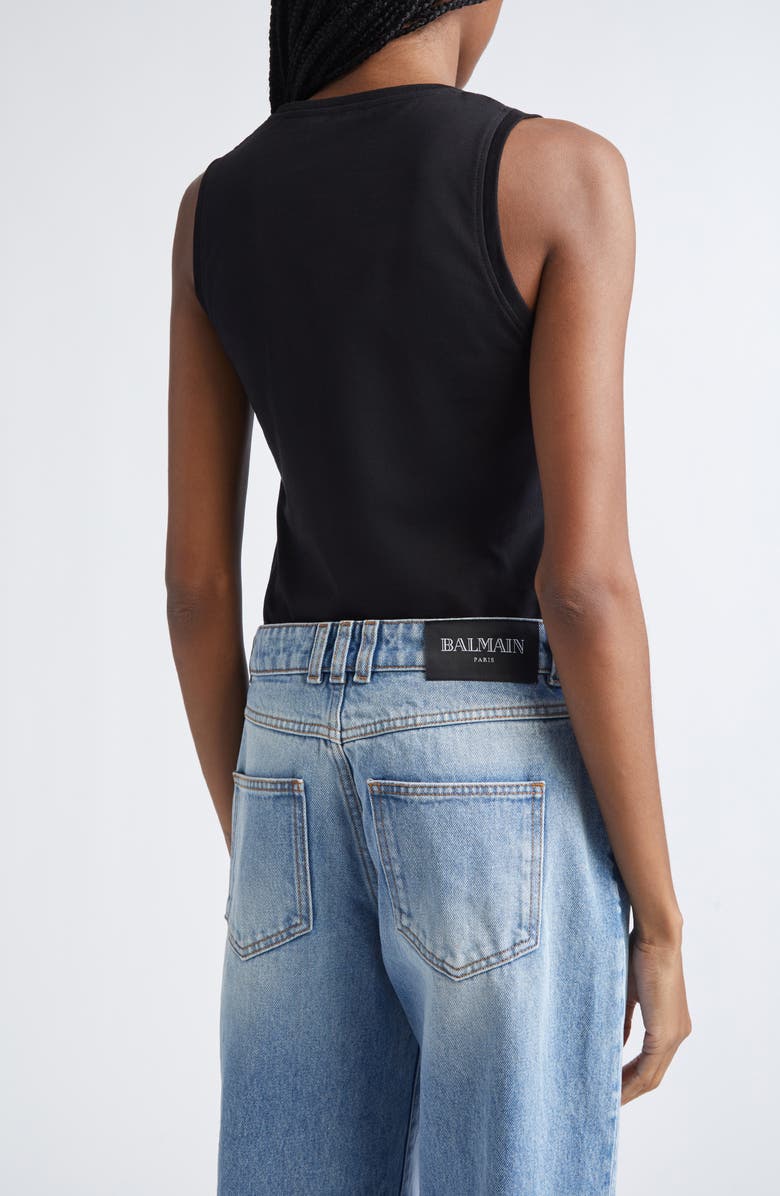 Balmain Logo Graphic Tank, Alternate, color, Black/ White