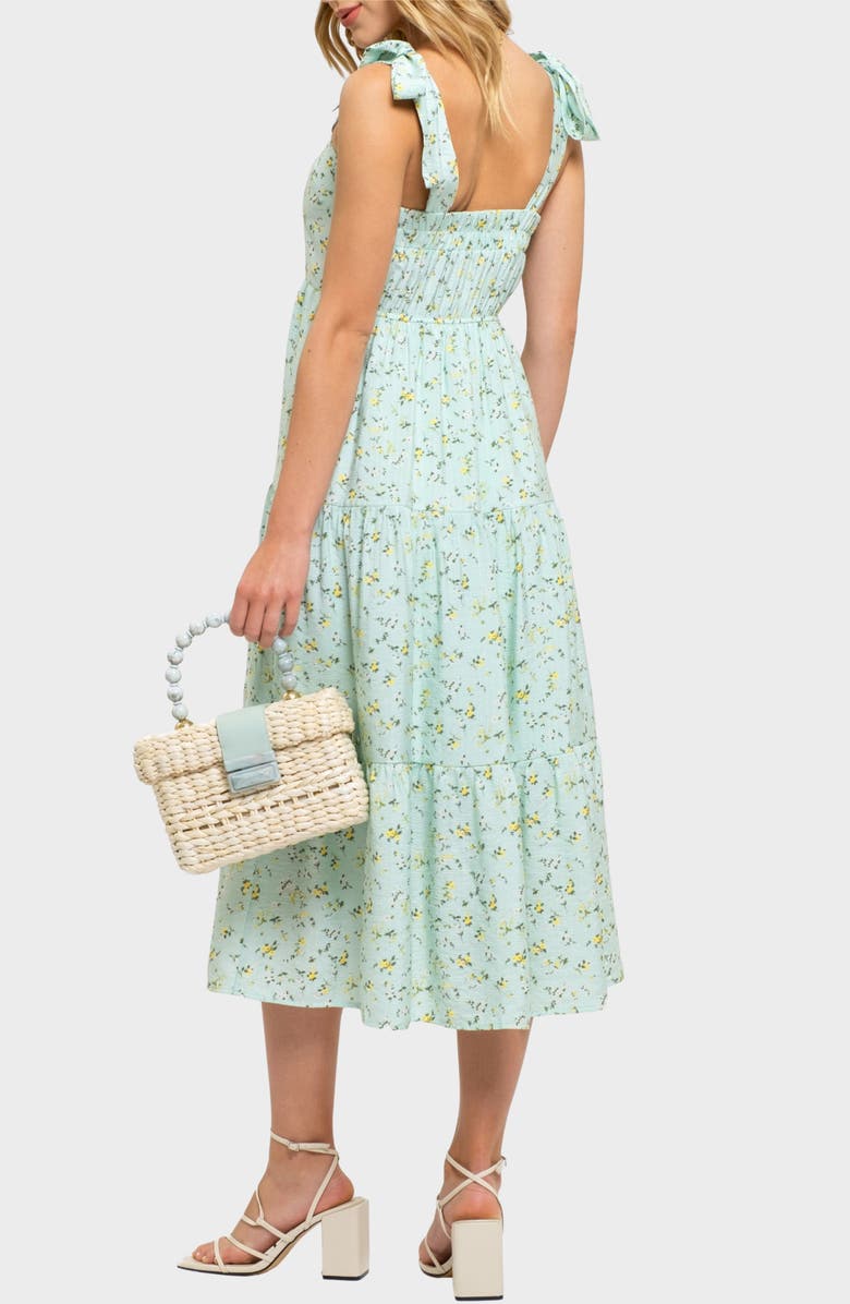 AUGUST SKY Floral Tie Strap Sundress, Alternate, color, Mint Multi