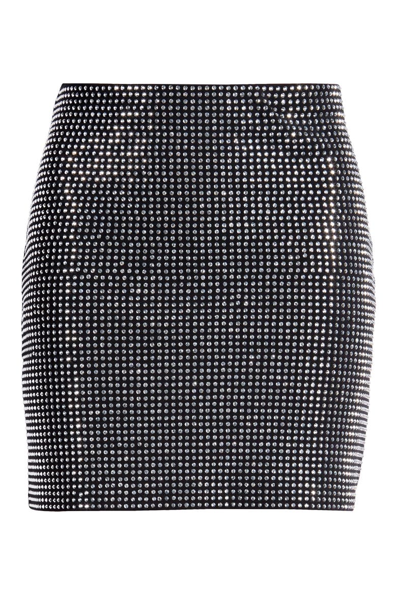 Crystal Stretch Cotton Miniskirt, Alternate, color, BLACK001