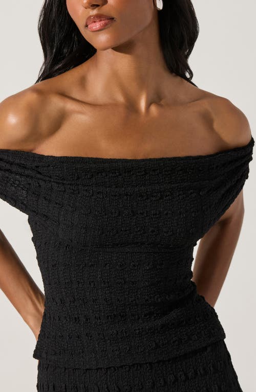 Astr The Label Off The Shoulder Textured Knit Top In Black