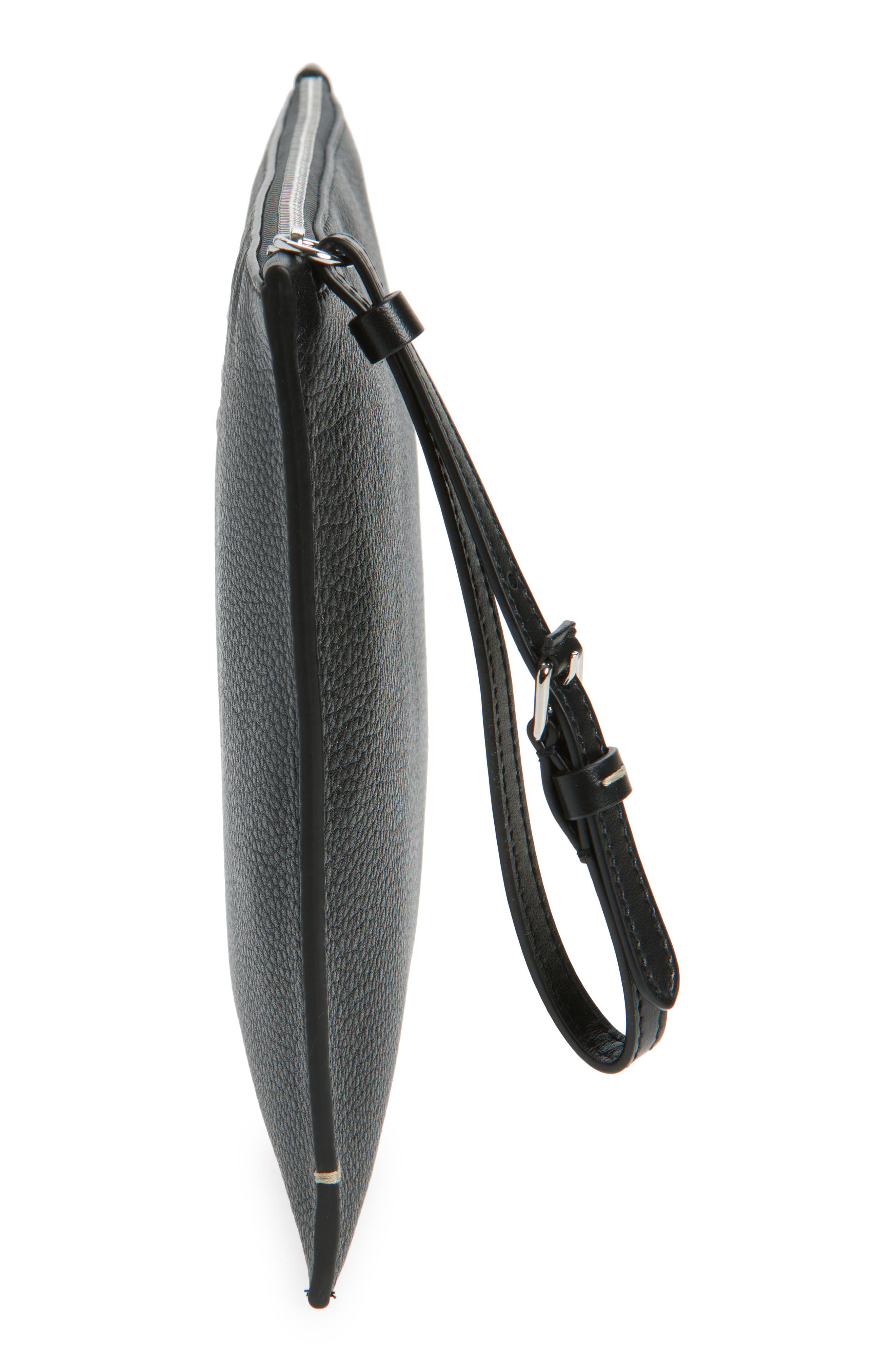 Maison Margiela Large MM4 Leather Wristlet Pouch, Alternate, color, Black/ Black/ Black