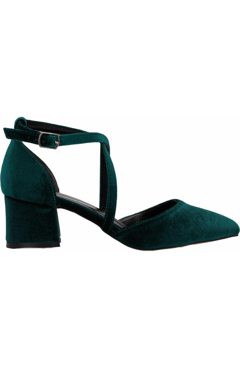 Forever & Always Shoes Dolly Low Block Heel Pumps, Main, color, Emerald Green Velvet