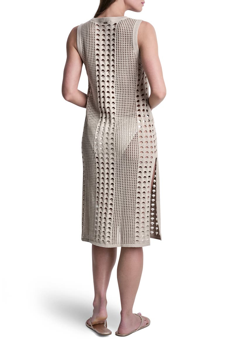 Mixed Open Stitch Sleeveless Cover Up Dress, Alternate, color, PEBBLE