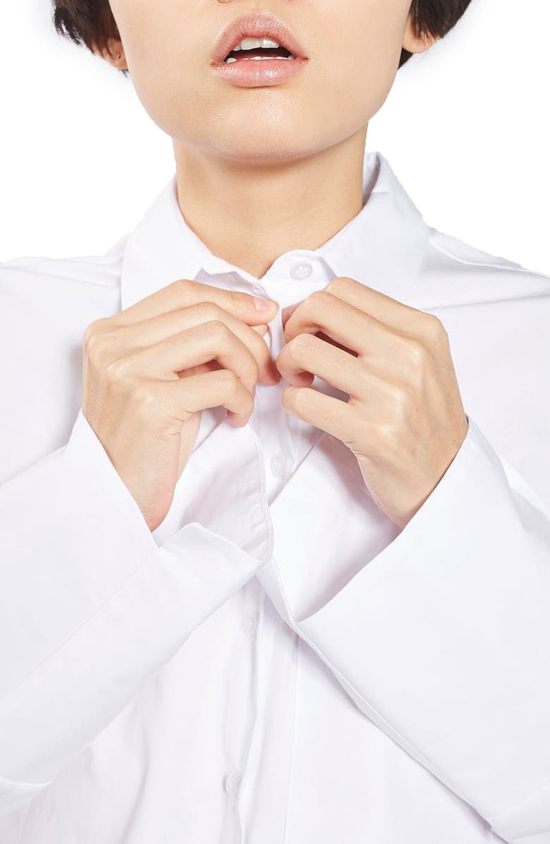 Topshop Deep Cuff Oversize Shirt, Alternate, color,