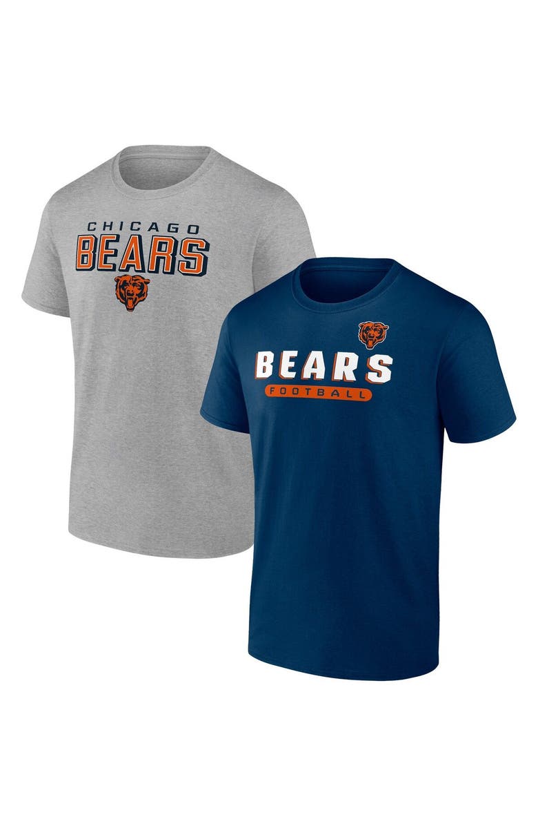 FANATICS Men's Fanatics Branded Navy/Heathered Gray Chicago Bears T-Shirt Combo Pack, Main, color, 