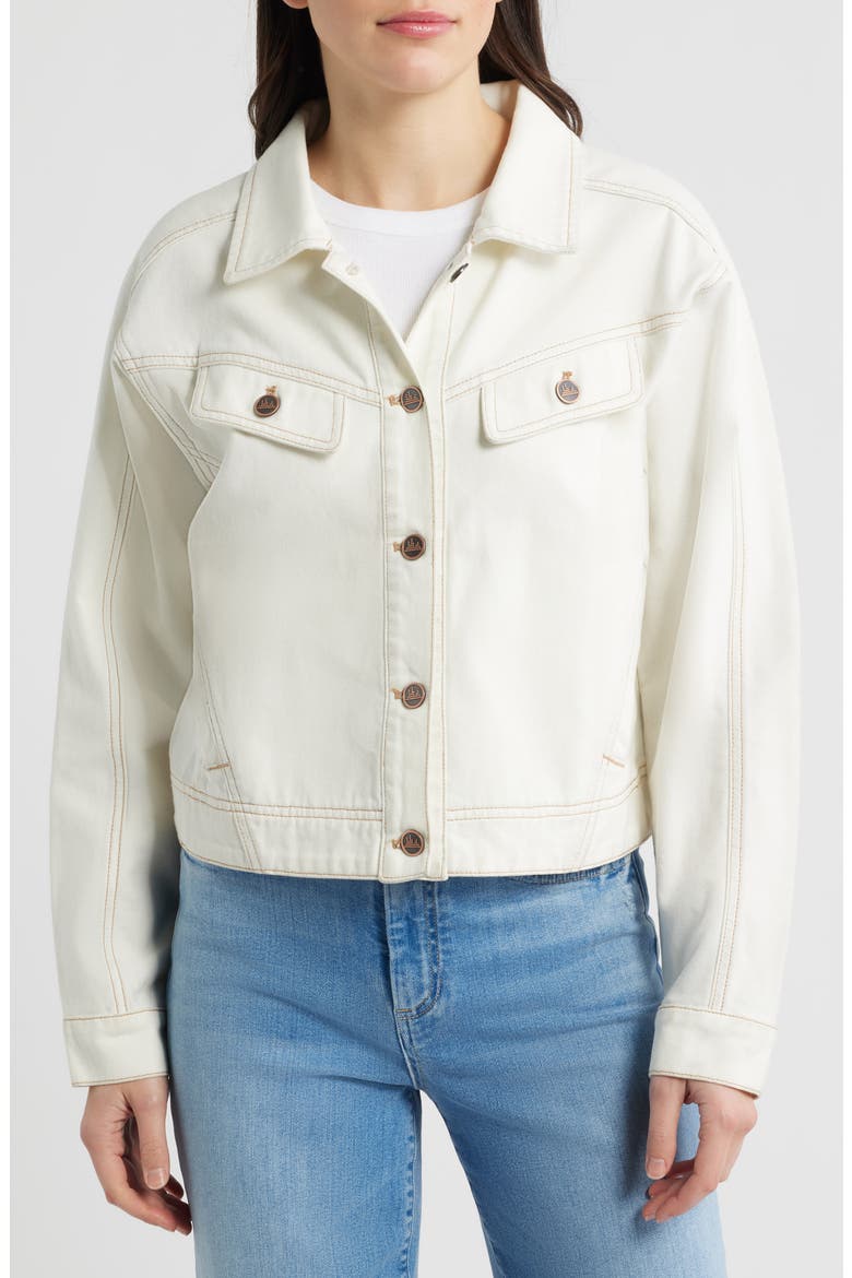 Slant Pocket Denim Jacket, Alternate, color, IVORY