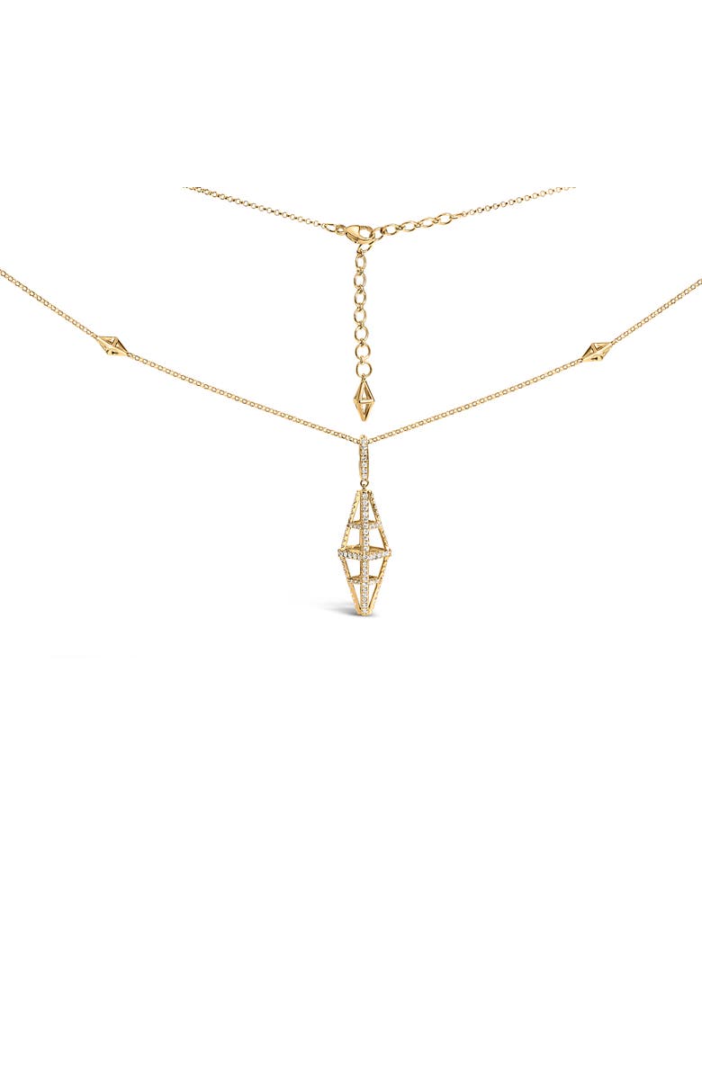 Haus of Brilliance 14K Yellow Gold 1.0 Cttw Diamond Studded Geometric Double Pyramid Pendant Necklace, Main, color, Yellow