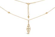 Haus of Brilliance 14K Yellow Gold 1.0 Cttw Diamond Studded Geometric Double Pyramid Pendant Necklace