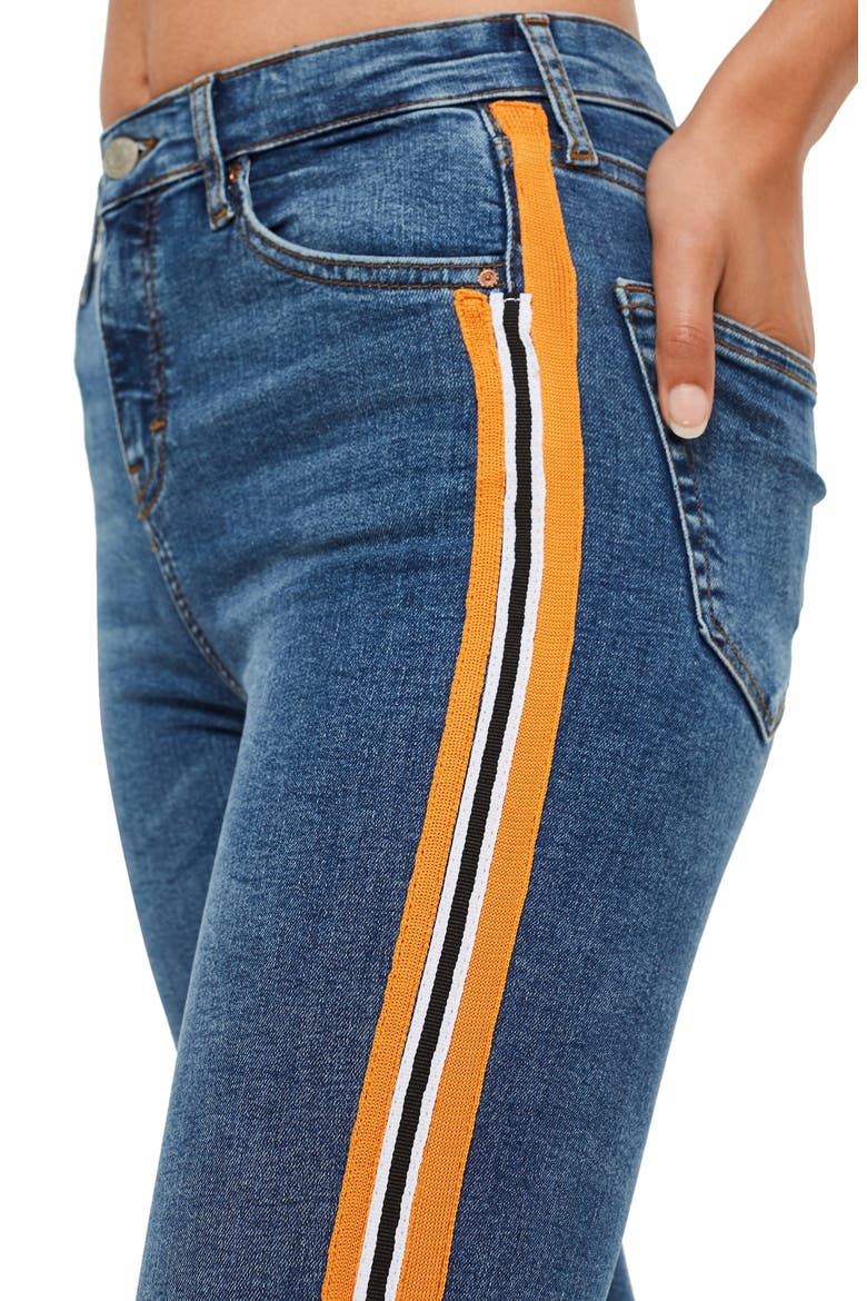MOTO Jamie Side Stripe Jeans, Alternate, color, INDIGO