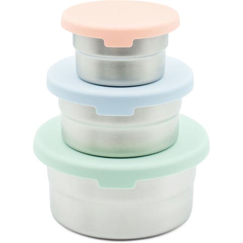 Stainless Steel Food Storage Containers, Leakproof Silicone Lids, BPA-Free - Set of 3