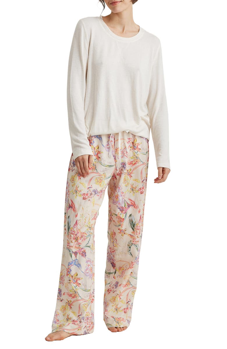 Papinelle Bailey Cozy Floral Cotton Blend Pajamas, Main, color, 