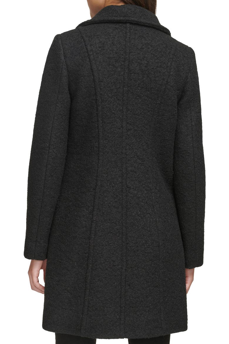 Asymmetric Zip Convertible Collar Bouclé Coat, Alternate, color, BLACK