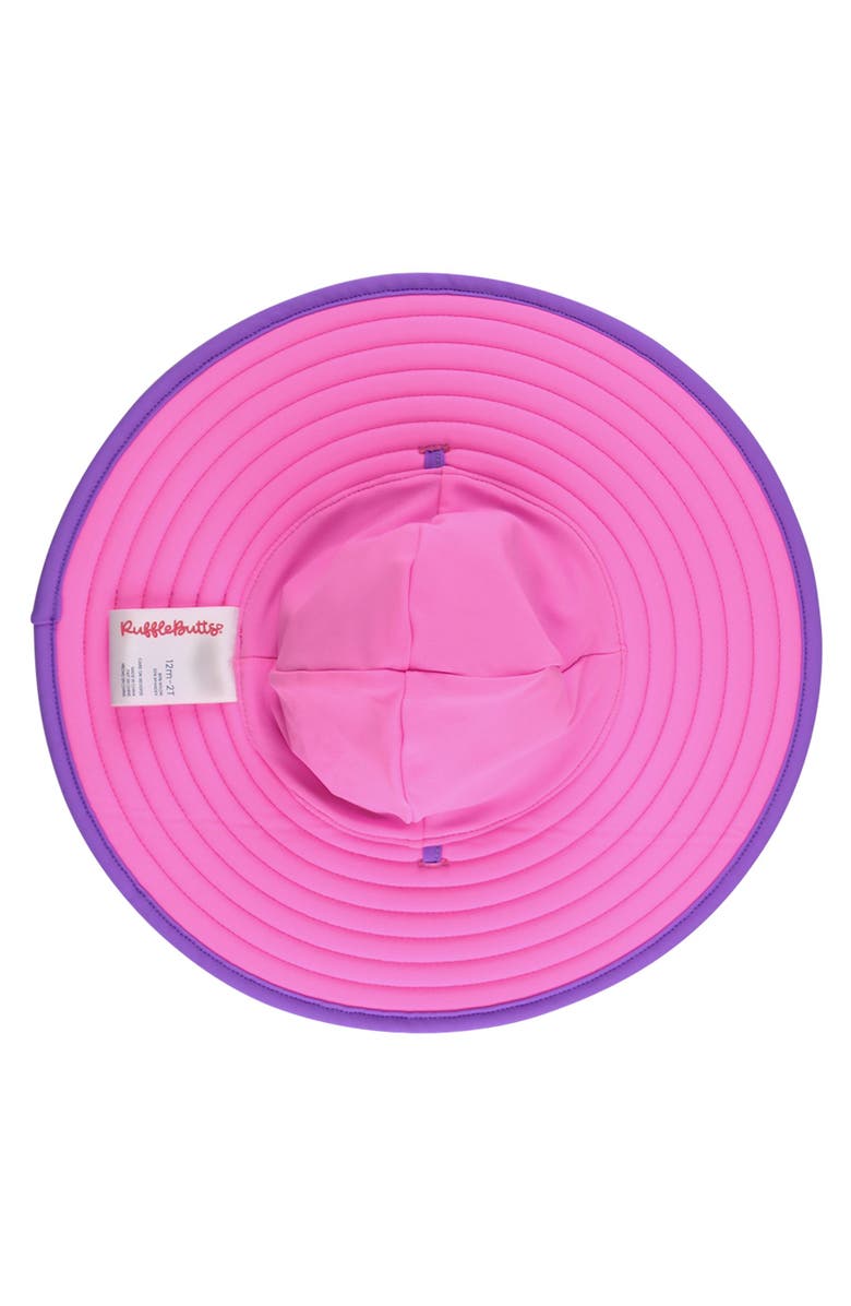 RuffleButts Girls UPF50+ Sun Protected Swim Hat, Alternate, color, Neon Purple & Pink