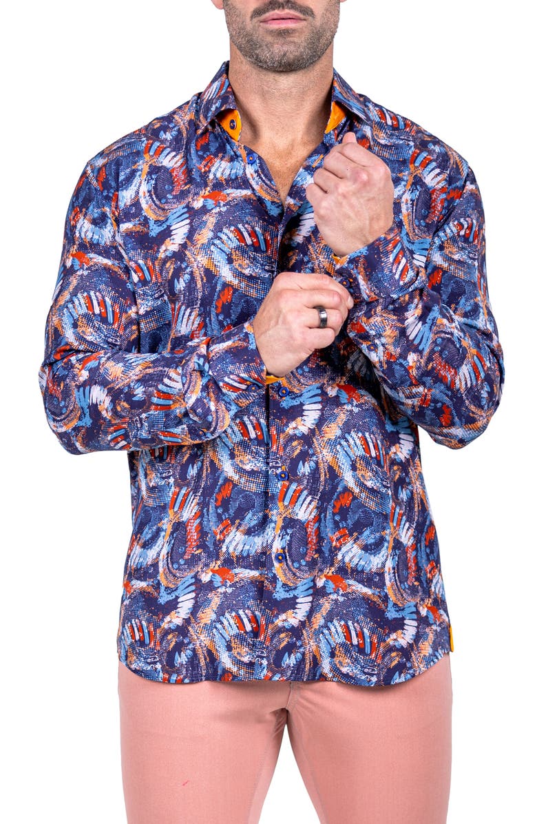 Maceoo Fibonacci Marthyr 0278 Contemporary Fit Button-Up Shirt, Alternate, color, Blue
