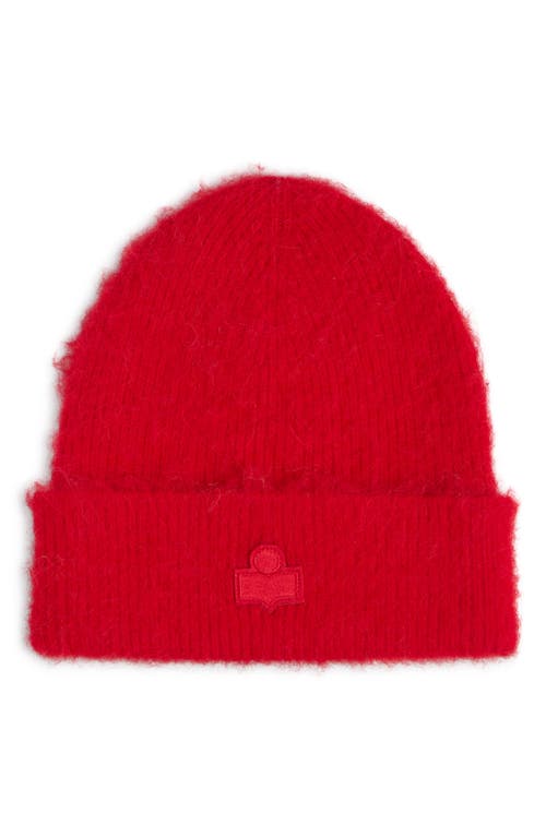 Isabel Marant Festive Rib Logo Beanie In Red