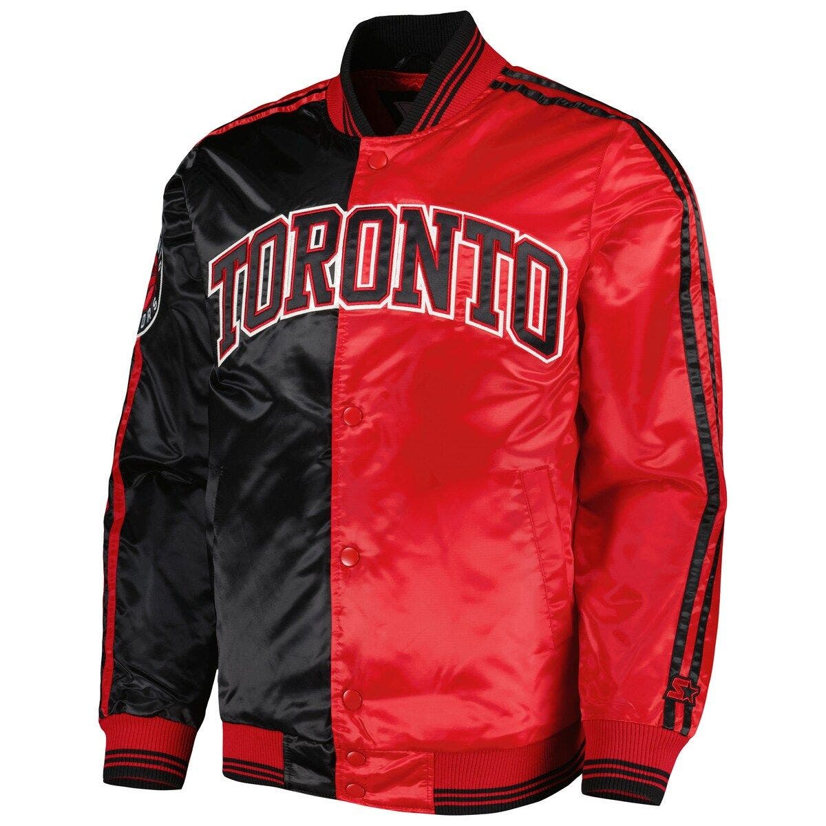 Men's Starter Black/Red Toronto Raptors Fast Break Satin Full-Snap Jacket - image 2