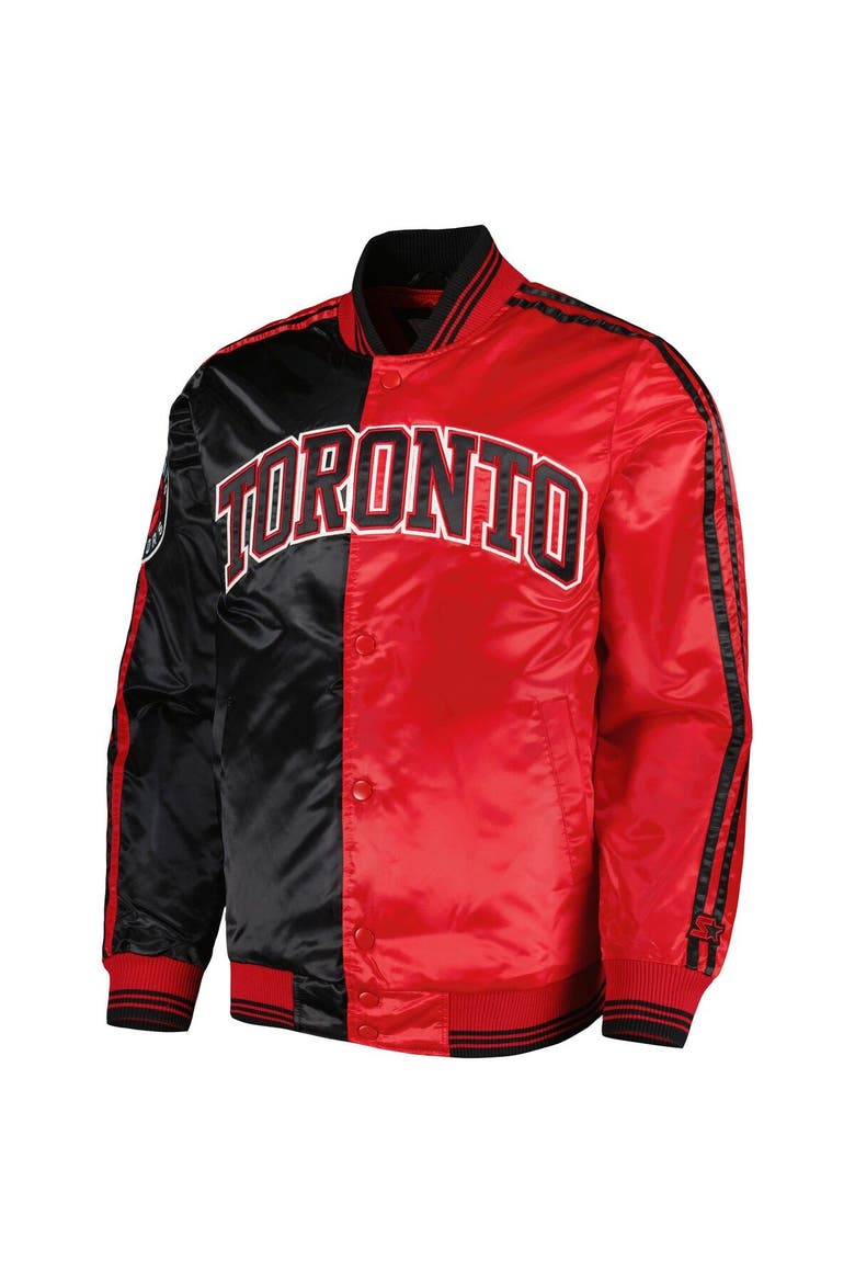 Men's Starter Black/Red Toronto Raptors Fast Break Satin Full-Snap Jacket, Alternate, color, Black