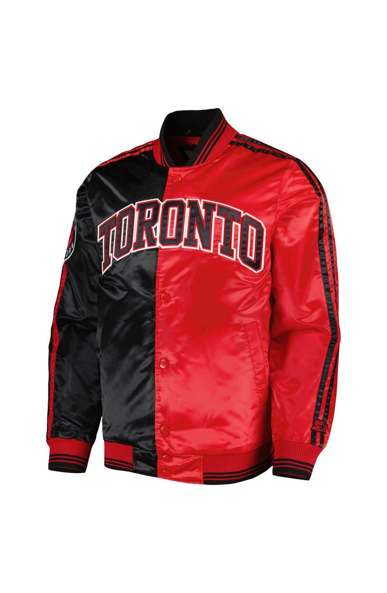 STARTER Men's Starter Black/Red Toronto Raptors Fast Break Satin Full-Snap Jacket, Alternate, color, Black