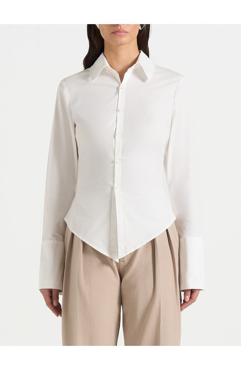 Manière De Voir Sonia Tailored Cotton Cinch Shirt, Alternate, color, Off White