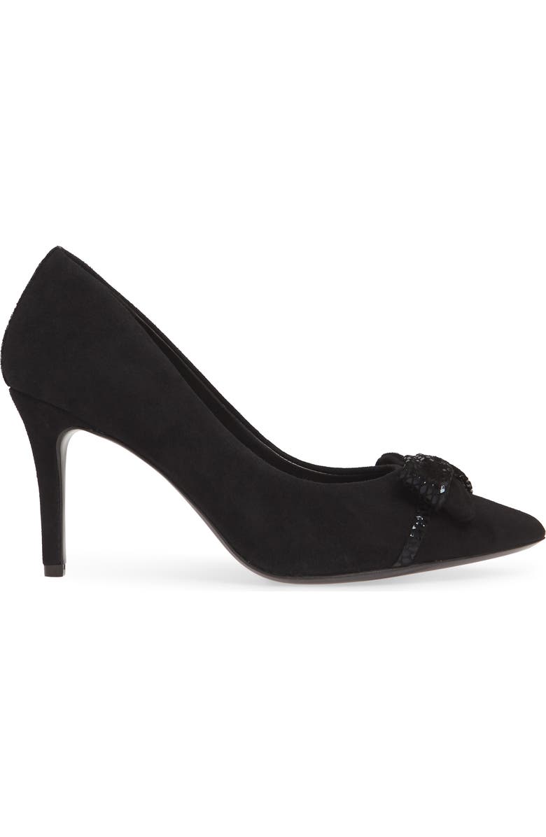 KARL LAGERFELD PARIS Bow Pointed Toe Pump, Alternate, color,
