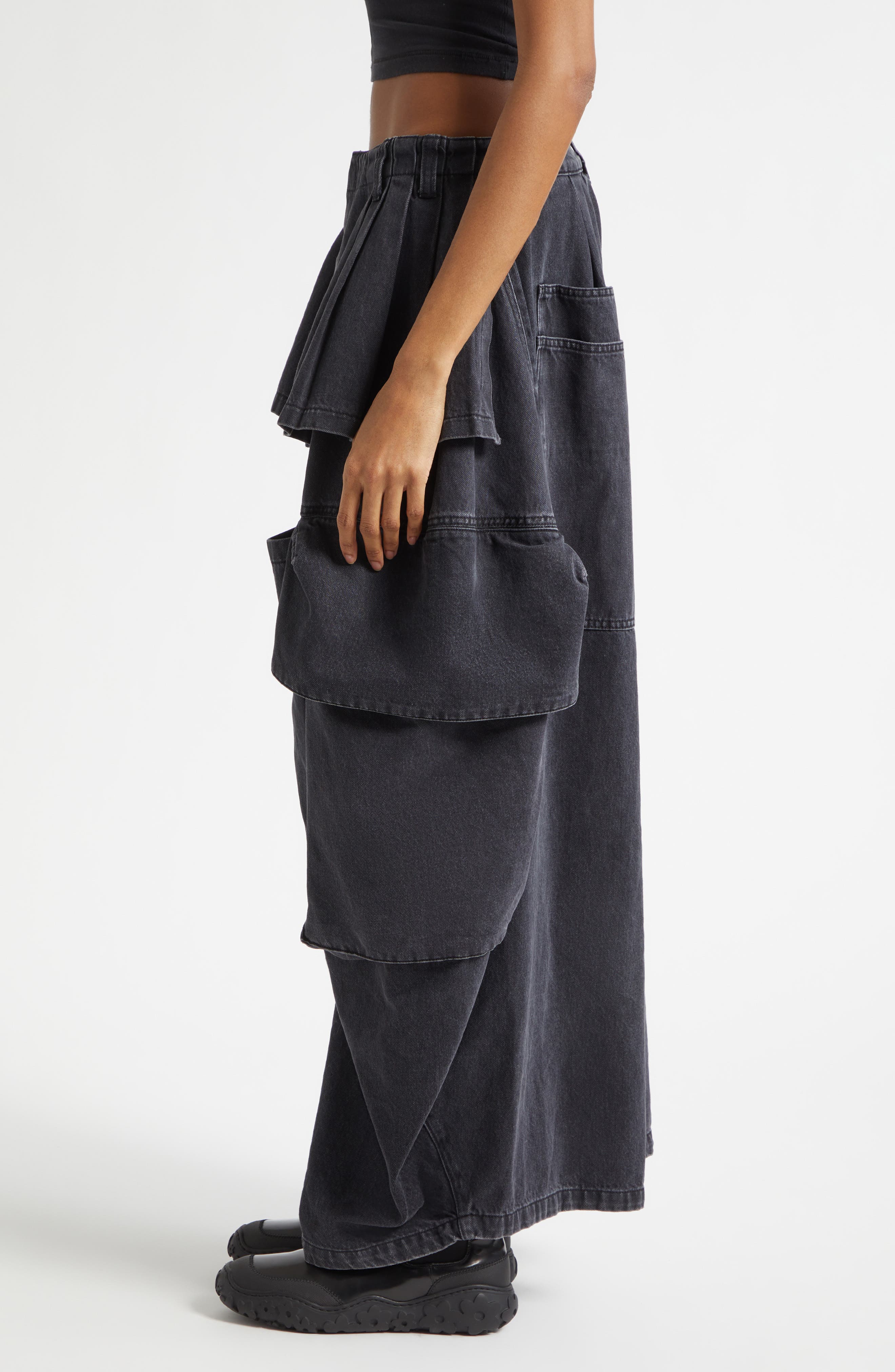 Collina Strada Hazel Skirt Panel Oversize Denim Cargo Pants (Women