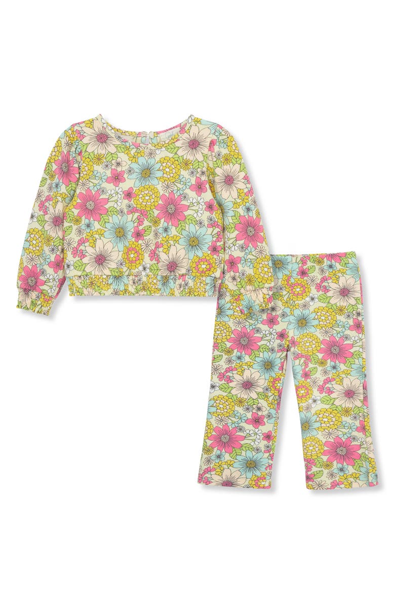 Peek Essentials Floral Cotton Top & Flare Pants Set, Main, color, 