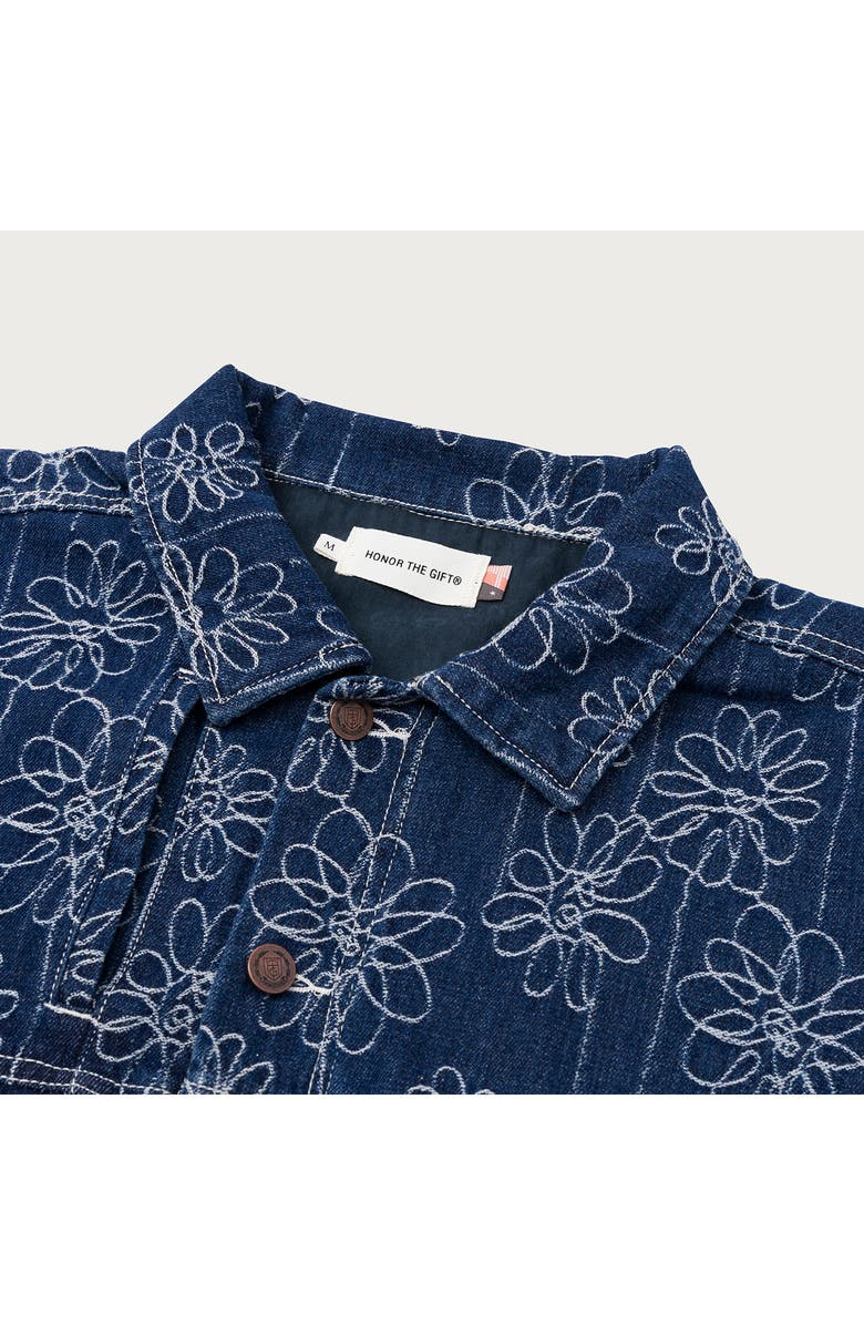 HONOR THE GIFT Floral Embroidery Denim Trucker Jacket, Alternate, color,