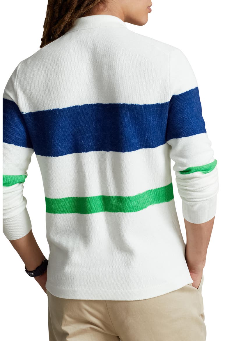 Stripe Cotton Mesh Knit Polo Sweater, Alternate, color, WHITE MULTI COMBO
