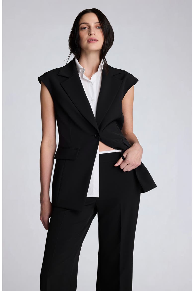 Luxe Twill Vest with Inset Shirt, Alternate, color, BLACK/ PURE WHITE
