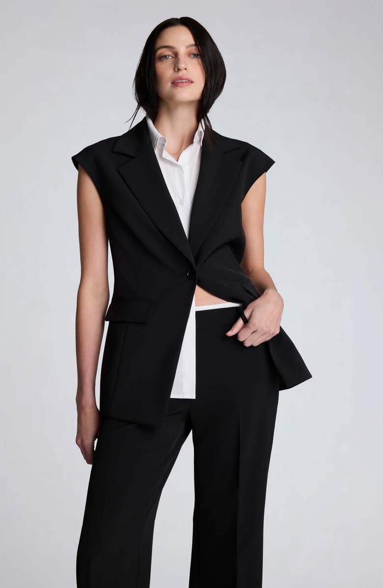 Kenneth Cole Luxe Twill Vest with Inset Shirt, Alternate, color, Black/ Pure White