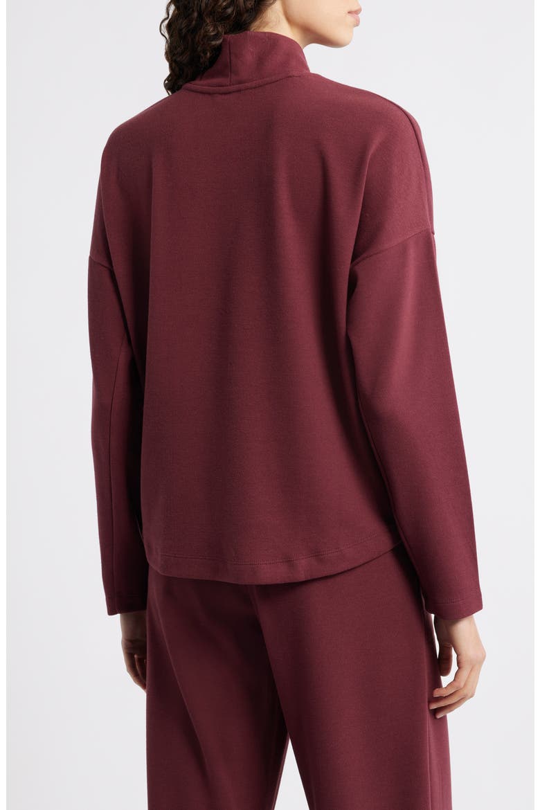 Drop Shoulder Turtleneck Sweatshirt, Alternate, color, BURGUNDY TANNIN