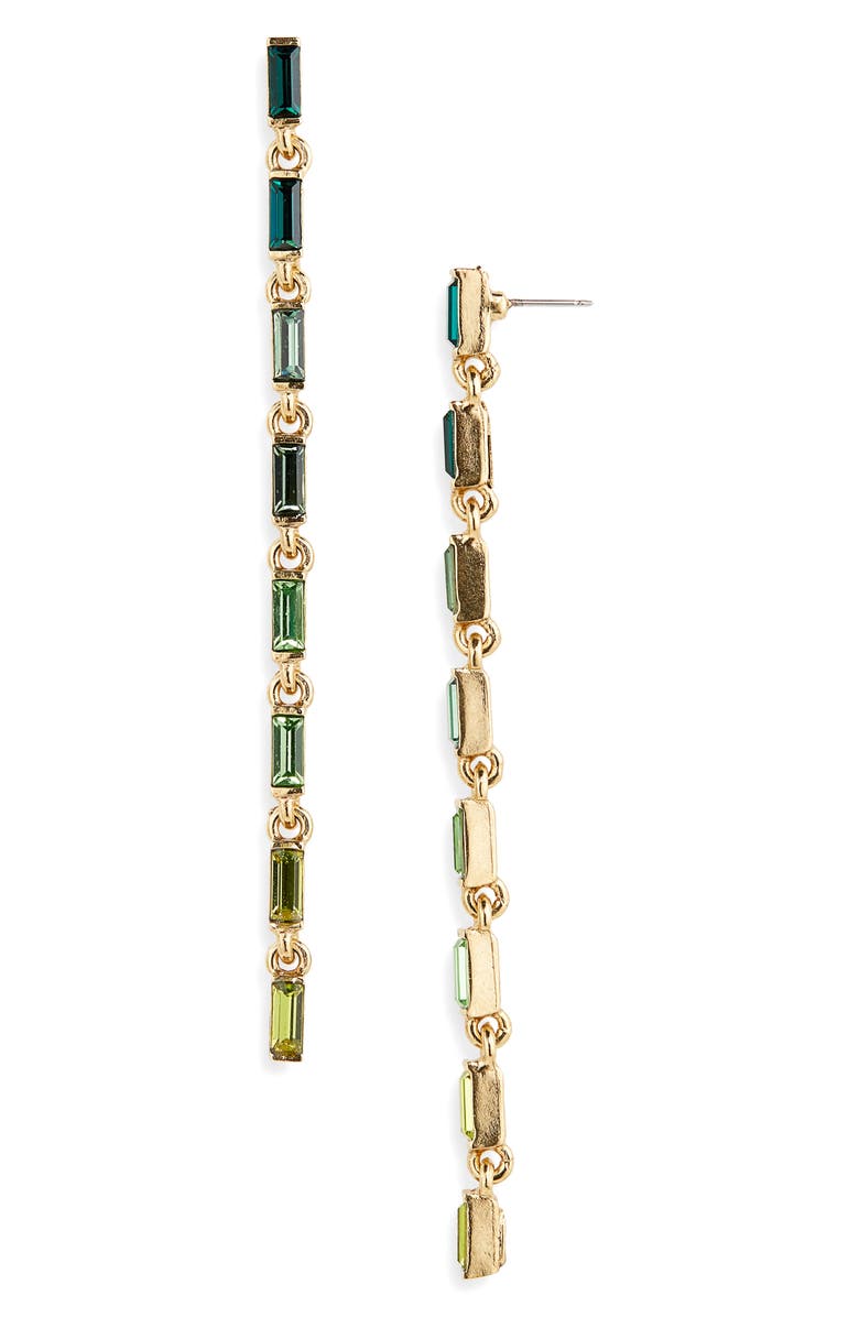 Oscar de la Renta Baguette Crystal Linear Drop Earrings, Main, color,