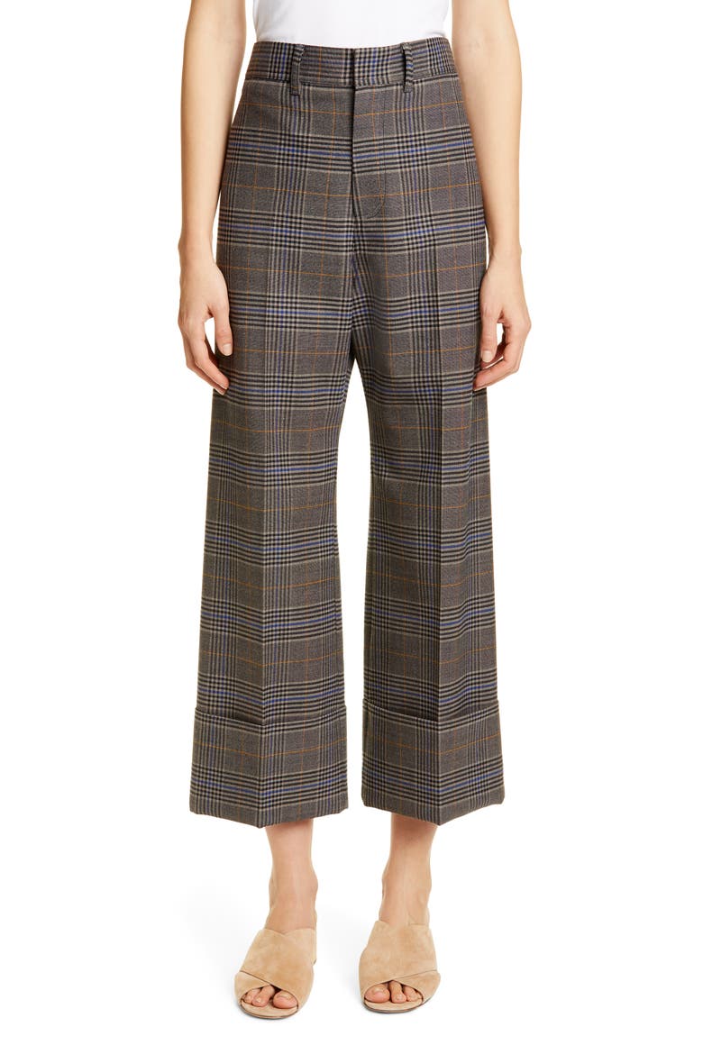 Rowan Plaid Cuff Pants, Main, color, TAUPE MULTI