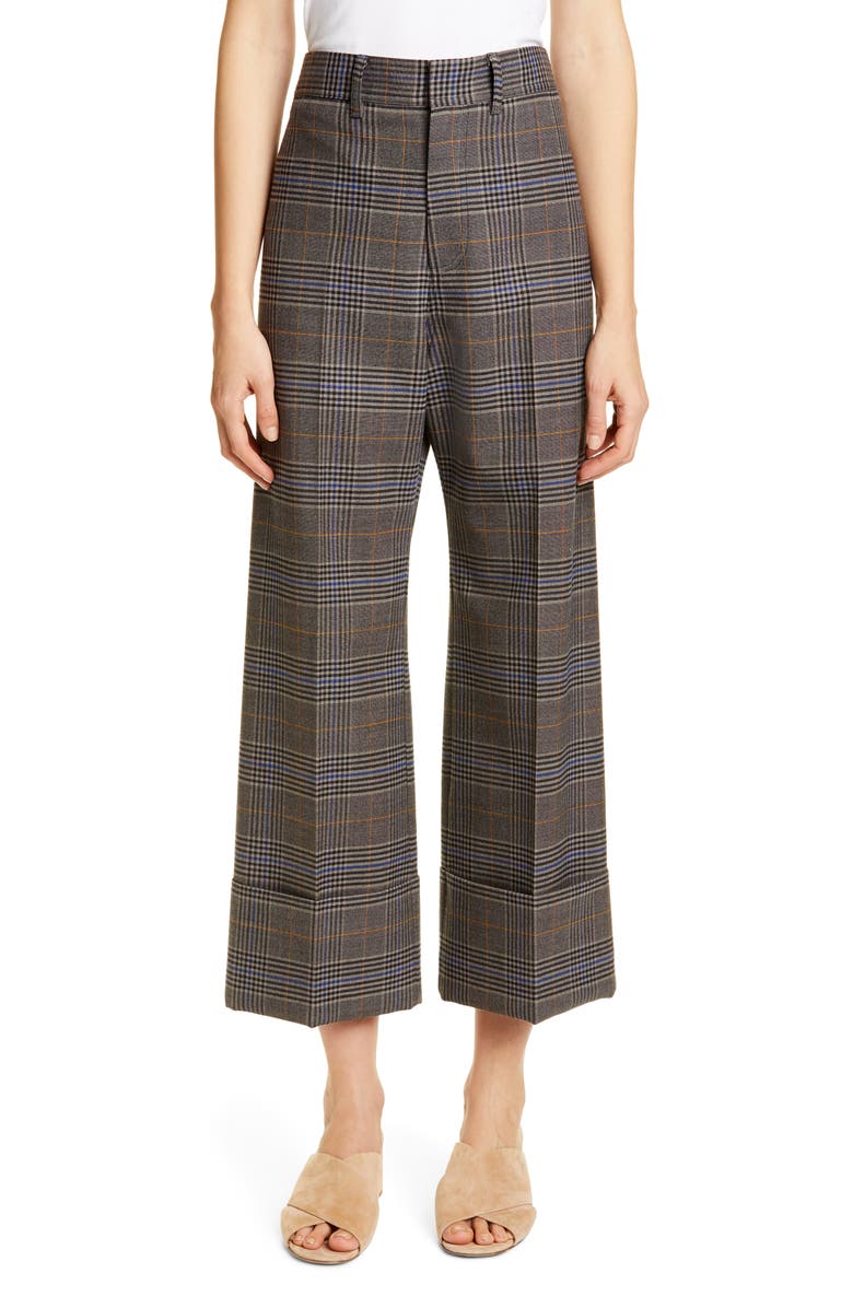 Sea Rowan Plaid Cuff Pants, Main, color, 