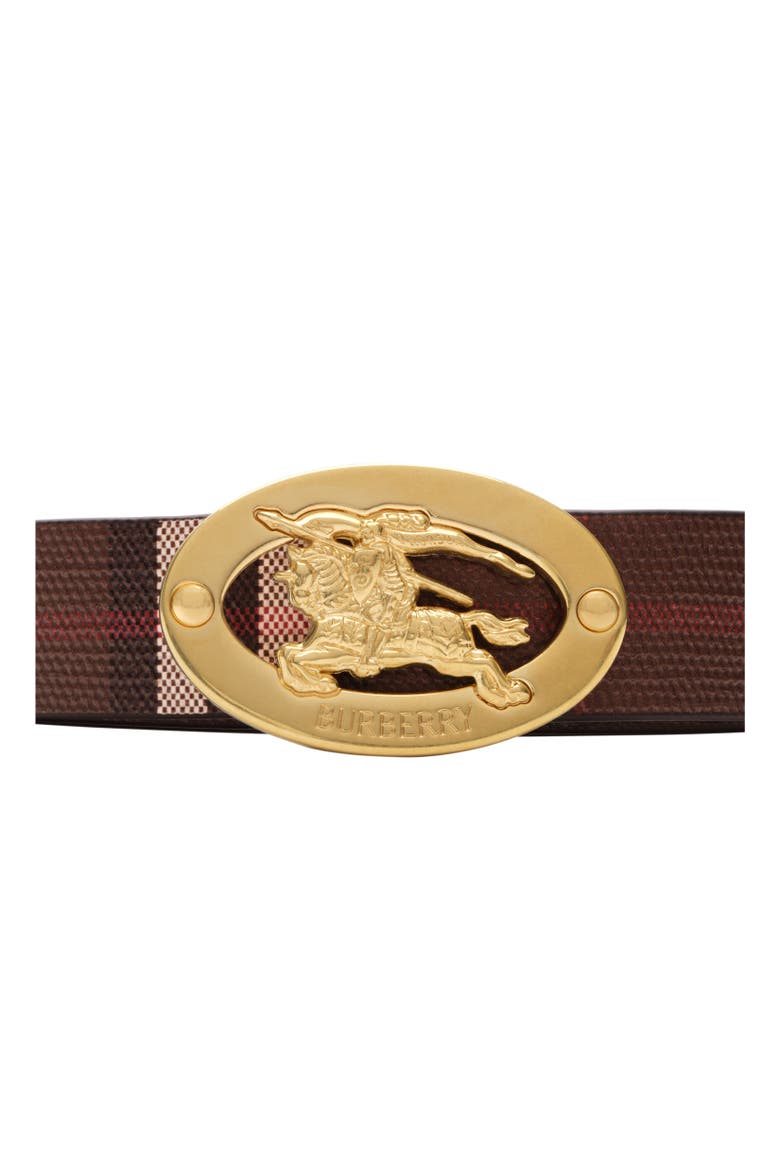 Thin Reversible Check Oval Belt, Alternate, color, Chocolate brown
