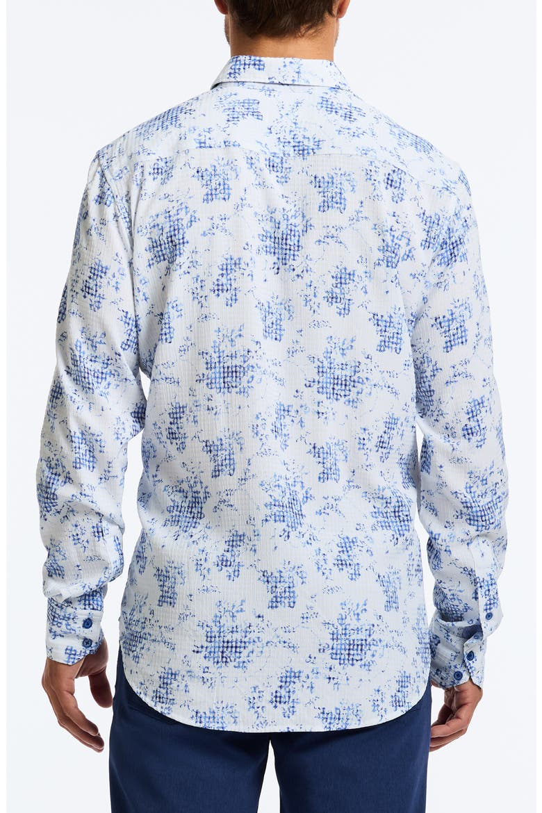 Angola Classic Fit Floral Jacquard Button-Up Shirt, Alternate, color, BLUE