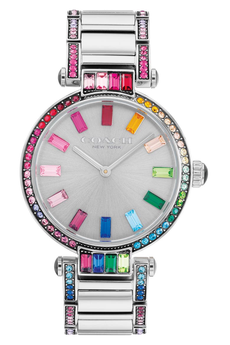 Cary Rainbow Bracelet Watch, 34mm, Main, color, SILVER