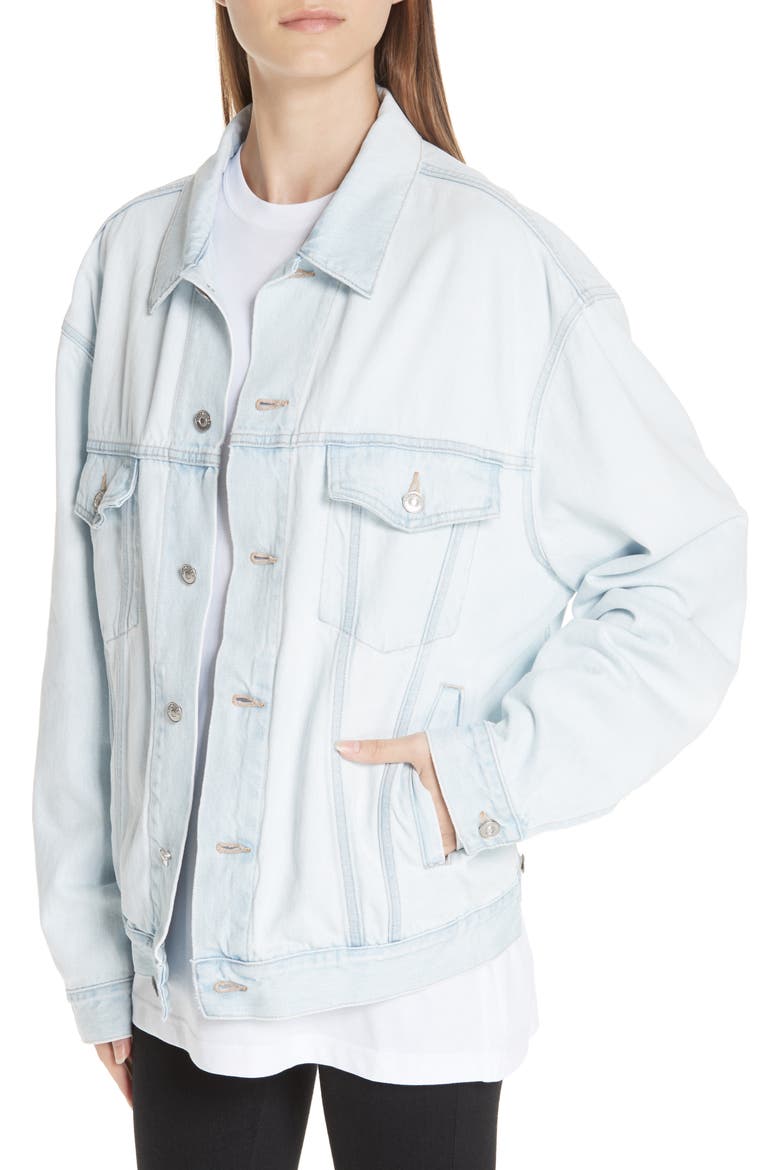 Embossed Back Logo Denim Jacket, Alternate, color, ICE WASH