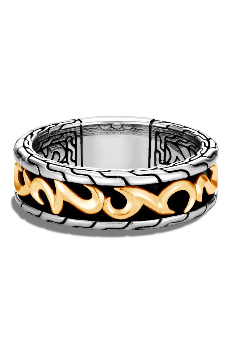 Men's Classic Chain Two-Tone 7mm Band Ring, Alternate, color, SILVER/ GOLD