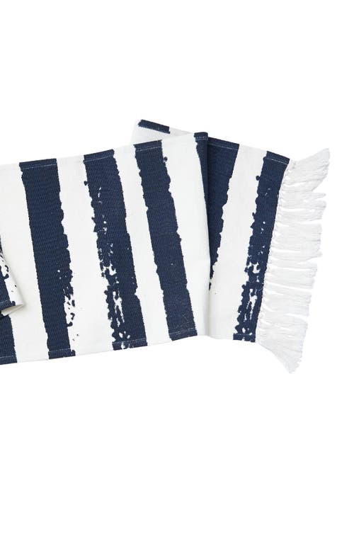 Carol & Frank Langley Indigo Table Runner 14" X 72" In Blue